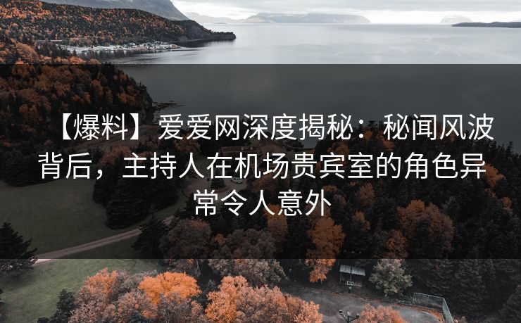 【爆料】爱爱网深度揭秘:秘闻风波背后,主持人在机场贵宾室的角色异常令人意外 【爆料】爱爱网深度揭秘:秘闻风波背后,主持人在机场贵宾室的角色异常令人意外