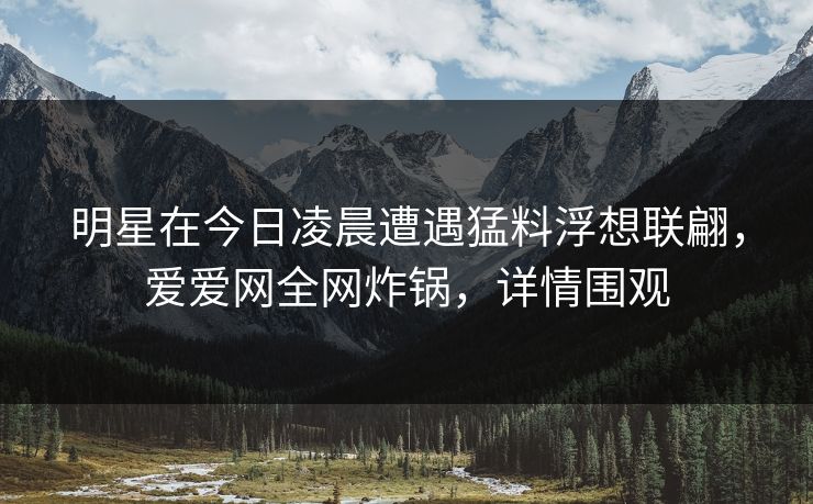 明星在今日凌晨遭遇猛料浮想联翩，爱爱网全网炸锅，详情围观