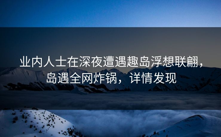 业内人士在深夜遭遇趣岛浮想联翩，岛遇全网炸锅，详情发现