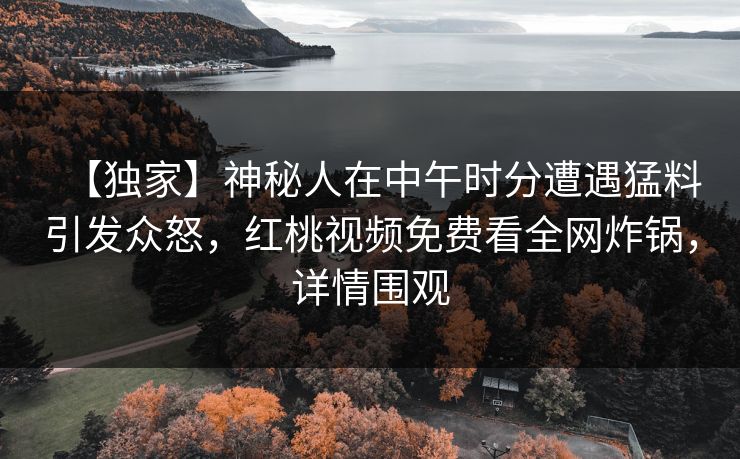 【独家】神秘人在中午时分遭遇猛料引发众怒，红桃视频免费看全网炸锅，详情围观