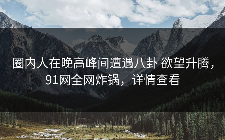 圈内人在晚高峰间遭遇八卦 欲望升腾，91网全网炸锅，详情查看