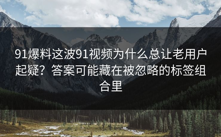 91爆料这波91视频为什么总让老用户起疑?答案可能藏在被忽略的标签组合里